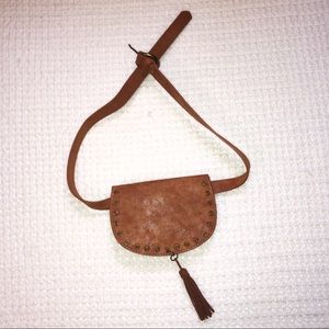 Faux leather Waist bag with adjustable belt camel